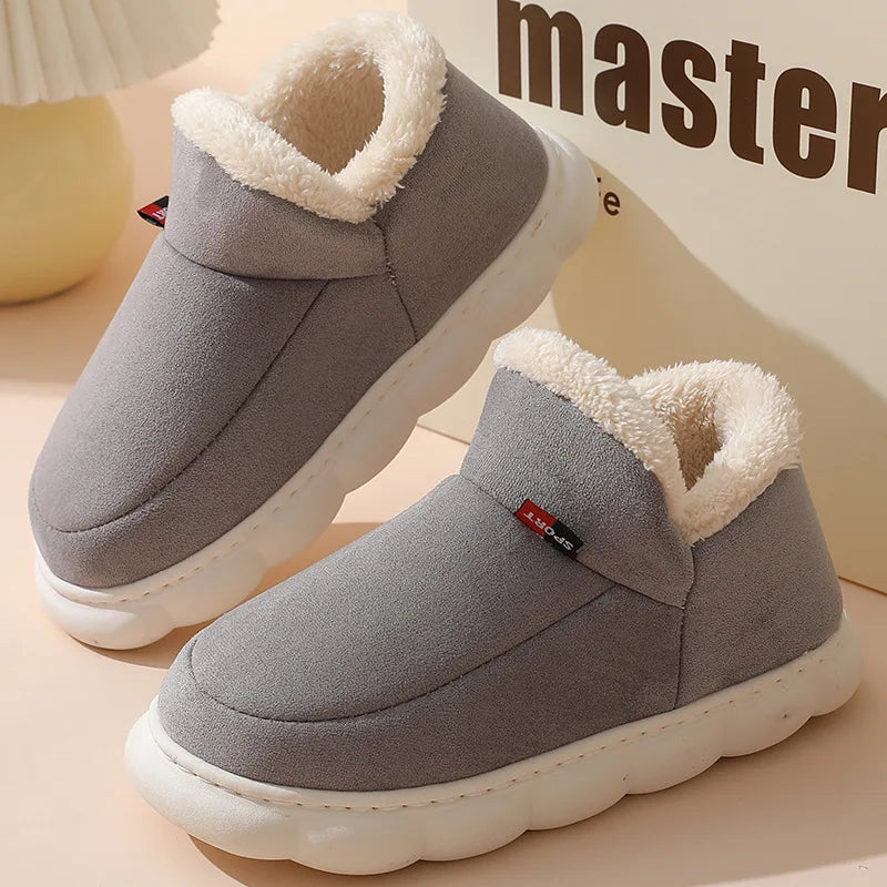 Comwarm Warm Fur House Slippers Winter New Ankles Cozy Plush Slippers Home Indoor Soft Thick Sole Cotton Shoe