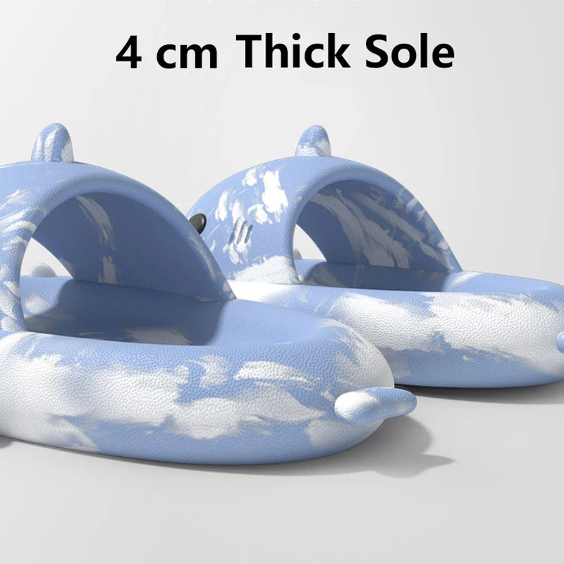 Litfun Shark Slippers Fashion Beach Non-slip Sandal Platform Shark Slides Home Thick Soled Flip Flop