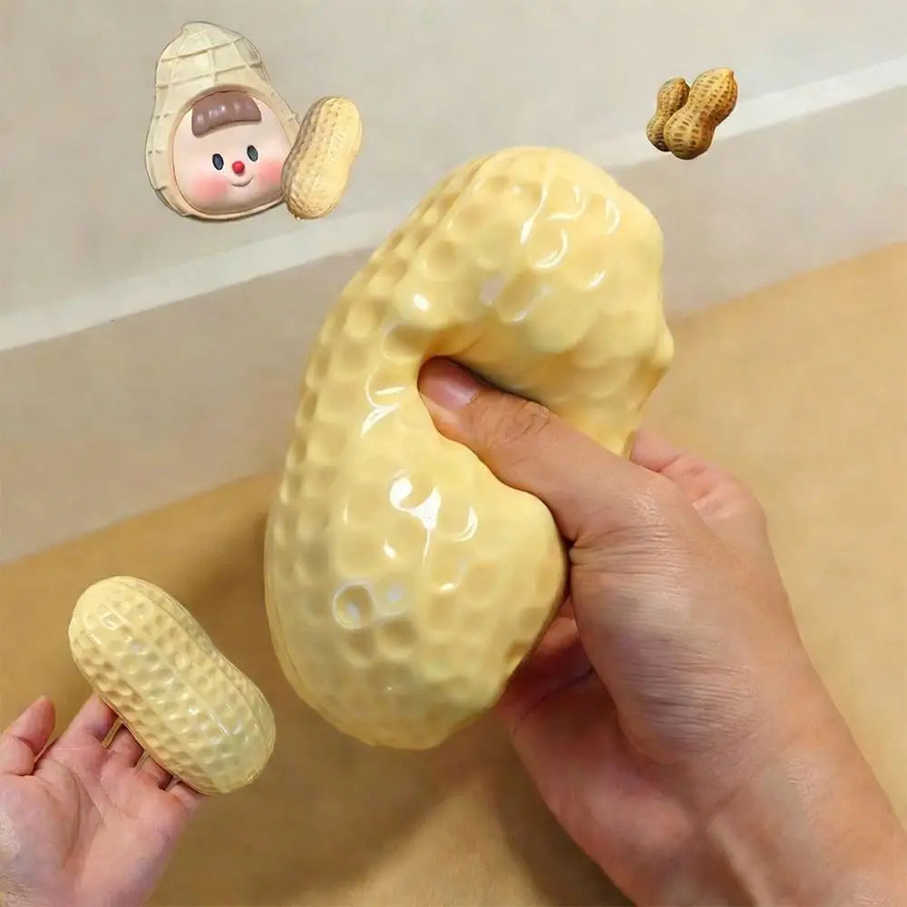 Squishy Simulated Peanut Squeeze Fidget Toy Soft Stress Relief Toy Sensory Anti-Stress Squishies Toy for Kids Adults Party Gift