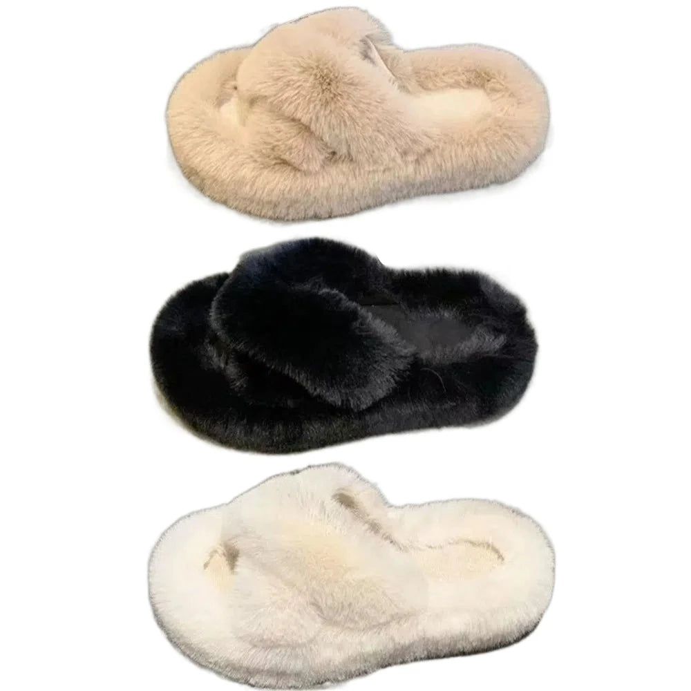 Lovely Slides Homewear Slippers Anti Slip Thick Flat Slippers Solid Color Warm Slippers Women Indoor