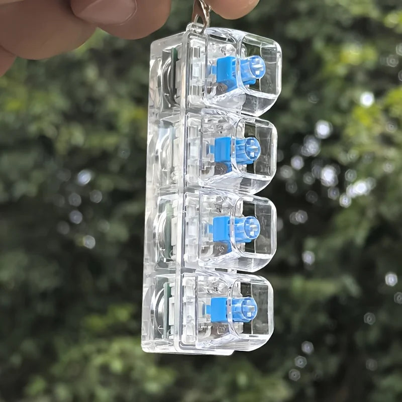 Four-Button Mechanical Keyboard Keychain  for Daily Carry Portable Fingertip Stress Relief Cute Key Chain