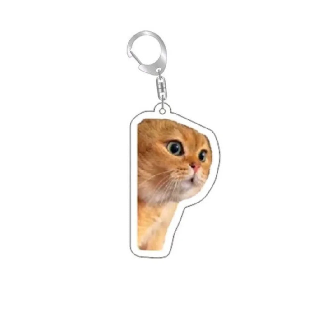 Meme Keychain Huh Cat Keychain Fanny Cat Keyring Talking Cats Confused Cat Pandant Cute Gift