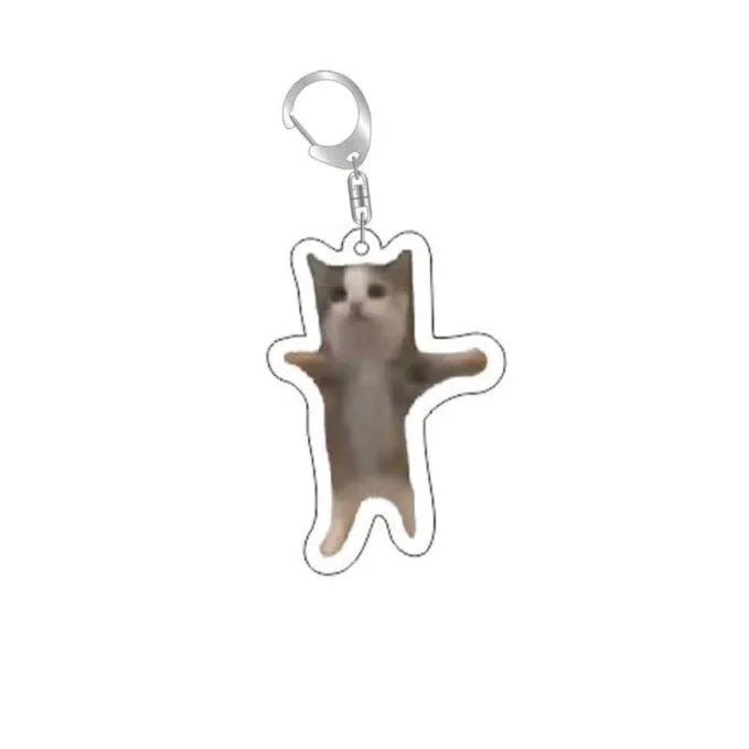 Meme Keychain Huh Cat Keychain Fanny Cat Keyring Talking Cats Confused Cat Pandant Cute Gift