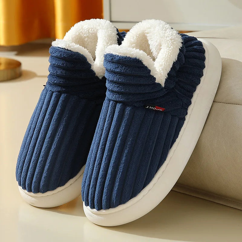 Comwarm Warm Fur House Slippers Winter New Ankles Cozy Plush Slippers Home Indoor Soft Thick Sole Cotton Shoe