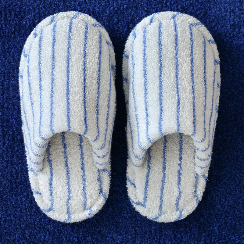 Pure Cotton Loop Home Anti Slip Simple Striped Slippers