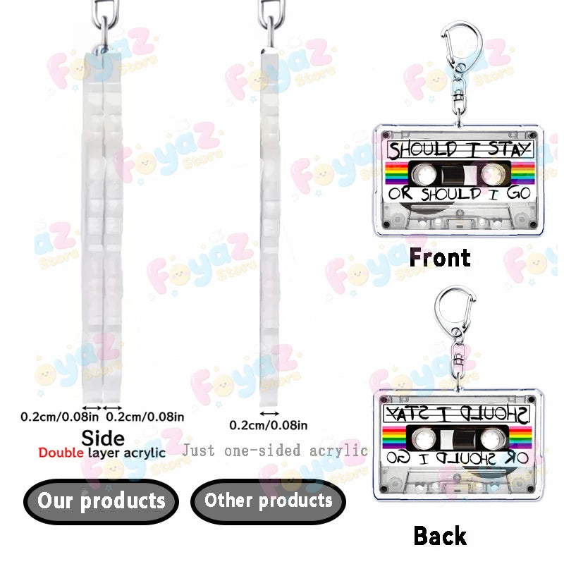 Classic Tv Show Keychain for Accessories Stuck in The Upside ABCD Scary Thing Keyring Jewelry Gaming Fans Gifts