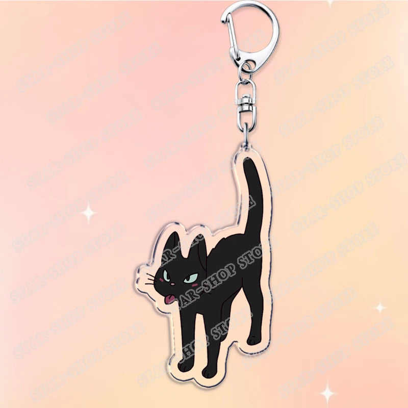 Classic Japanese Anime Keychain for Accessories Bag Aesthetic Kawaii Cat Fire Key Chain Ring Keyring Jewelry Fans Friends Gifts