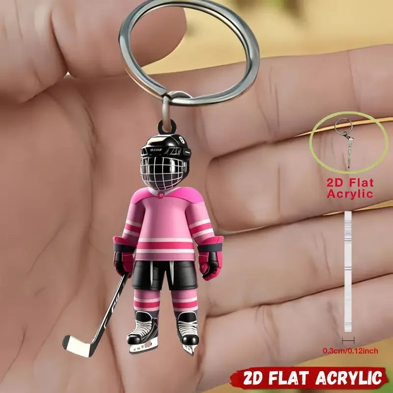 1/5 hockey player keychains - perfect for backpacks, car decorations - ideal gift for hockey enthusiasts and young people