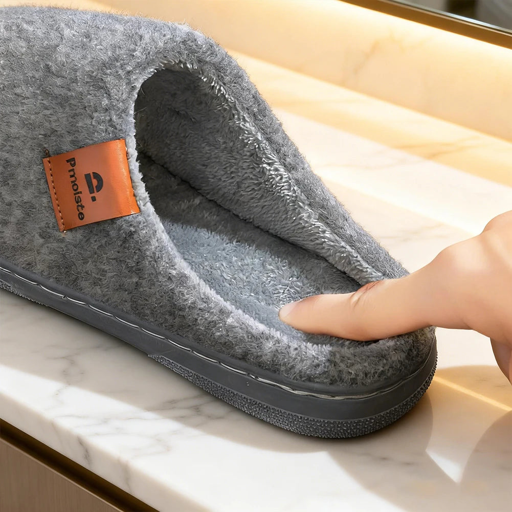 House Slippers Warm TPR Non Slip Felt Soft Memory Foam Cushion Indoor Shoes Winter Comfortable