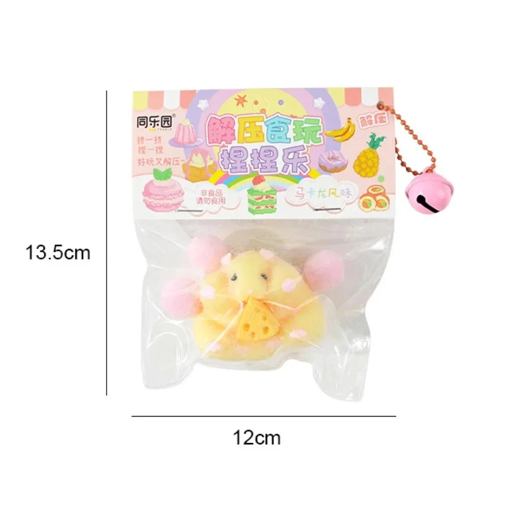 Squishy Hamster Toy with Cheese Cute Desktop Decor Funny Stress Relief Decompression Fidget Toys for Teens Kids Adults Gift