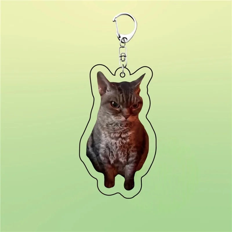 Meme Keychain Huh Cat Keychain Fanny Cat Keyring Talking Cats Confused Cat Pandant Cute Gift