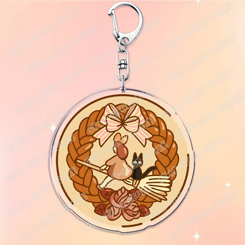 Classic Japanese Anime Keychain for Accessories Bag Aesthetic Kawaii Cat Fire Key Chain Ring Keyring Jewelry Fans Friends Gifts