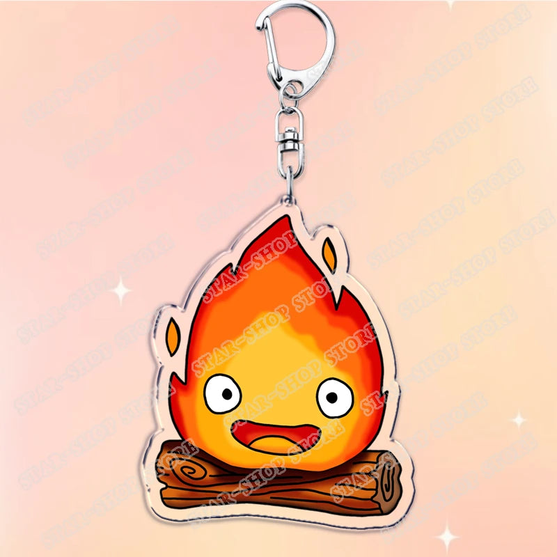 Classic Japanese Anime Keychain for Accessories Bag Aesthetic Kawaii Cat Fire Key Chain Ring Keyring Jewelry Fans Friends Gifts