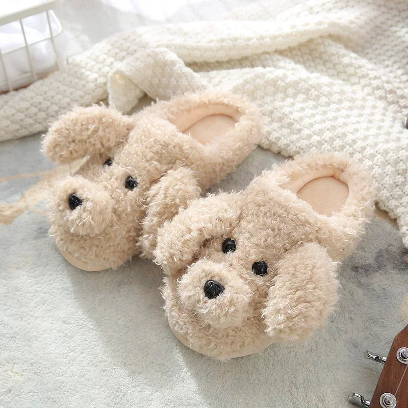 Couples Home Slippers Warm Plush Women Men Slipper Winter Shoes Indoor New Fashion Non Slip Casual Cute Cartoon Animal Slides