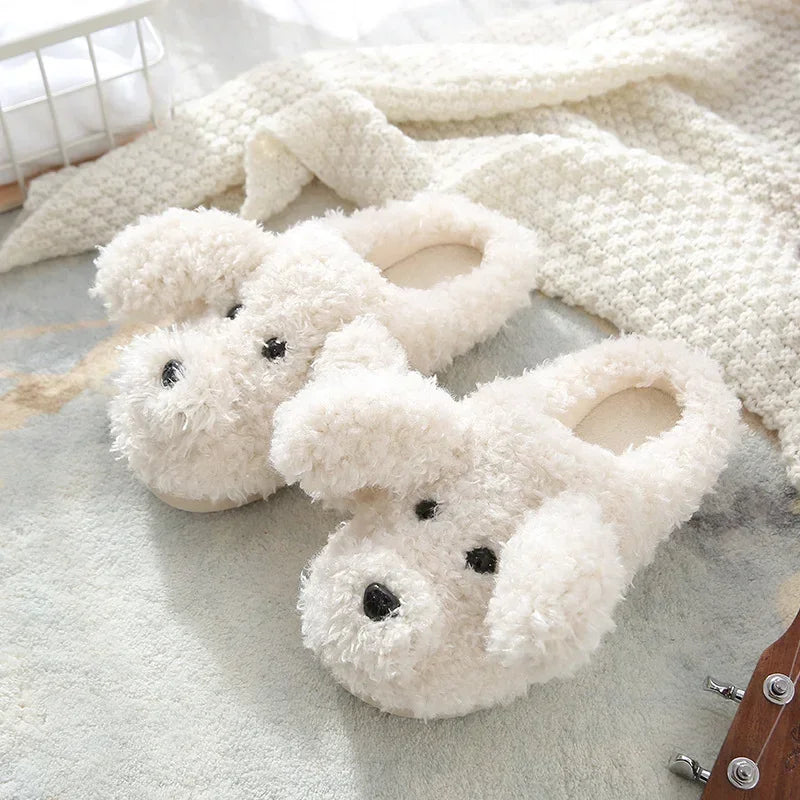 Couples Home Slippers Warm Plush Women Men Slipper Winter Shoes Indoor New Fashion Non Slip Casual Cute Cartoon Animal Slides