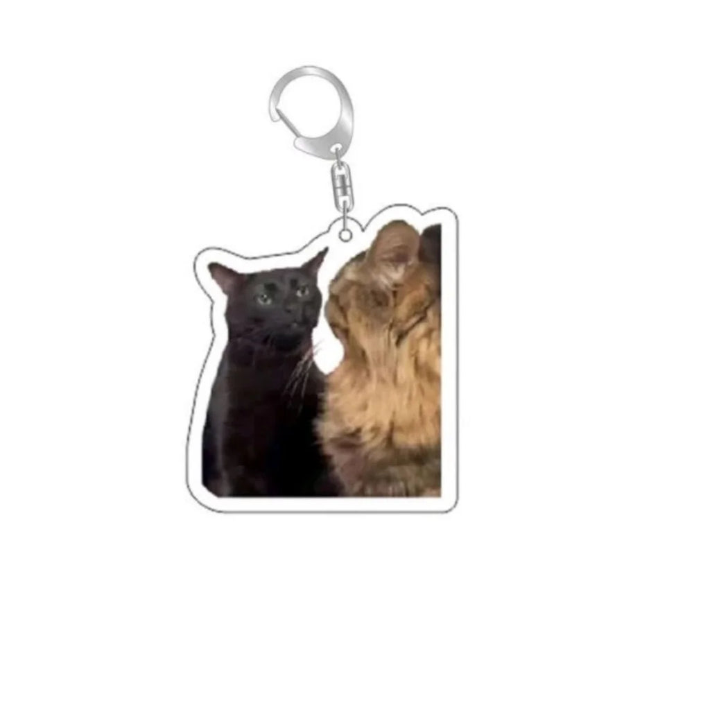 Meme Keychain Huh Cat Keychain Fanny Cat Keyring Talking Cats Confused Cat Pandant Cute Gift
