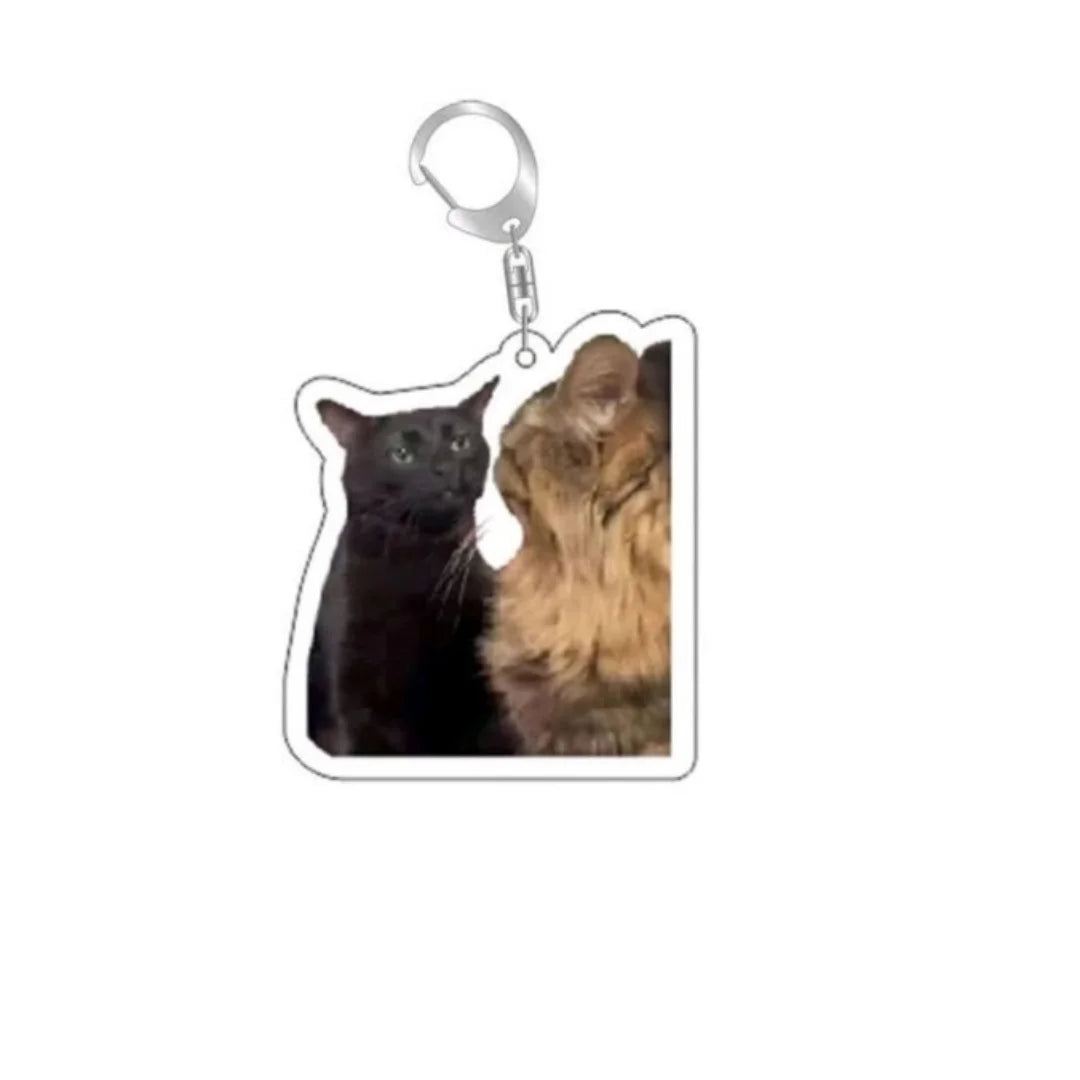 Meme Keychain Huh Cat Keychain Fanny Cat Keyring Talking Cats Confused Cat Pandant Cute Gift