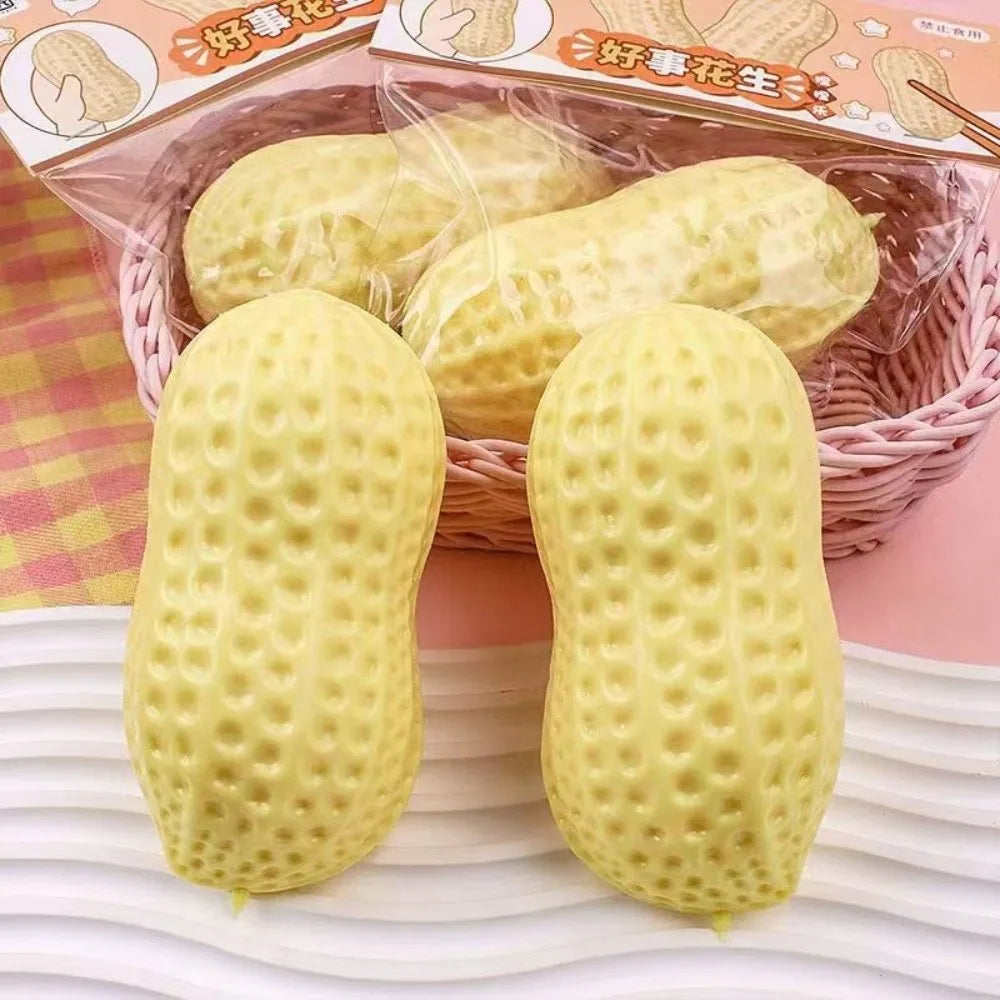 Squishy Simulated Peanut Squeeze Fidget Toy Soft Stress Relief Toy Sensory Anti-Stress Squishies Toy for Kids Adults Party Gift