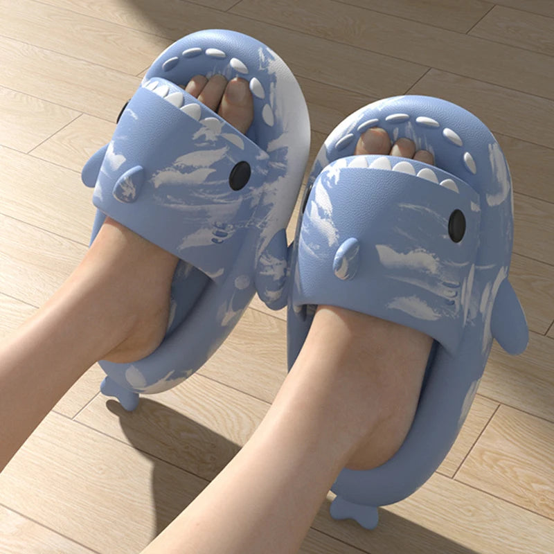 Litfun Shark Slippers Fashion Beach Non-slip Sandal Platform Shark Slides Home Thick Soled Flip Flop