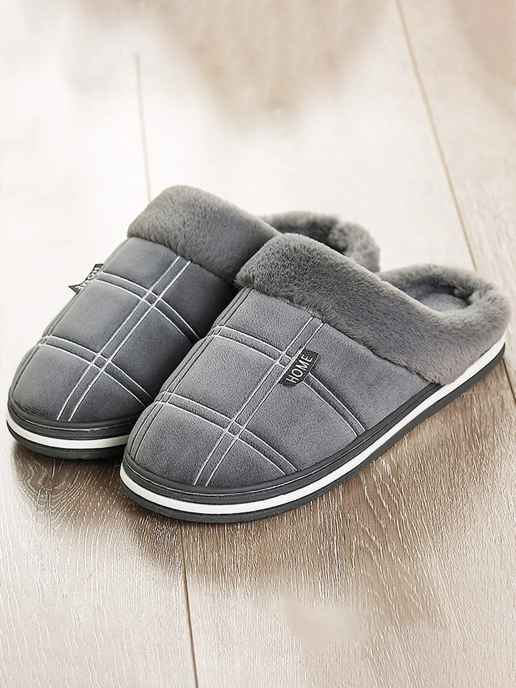 House slippers Plaid Warm Soft Comfortable Non Slip Living room Shoes Sturdy Sole Big Size 40-50