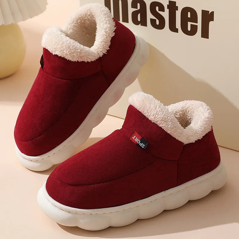 Comwarm Warm Fur House Slippers Winter New Ankles Cozy Plush Slippers Home Indoor Soft Thick Sole Cotton Shoe
