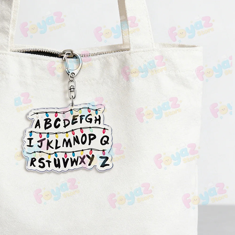 Classic Tv Show Keychain for Accessories Stuck in The Upside ABCD Scary Thing Keyring Jewelry Gaming Fans Gifts
