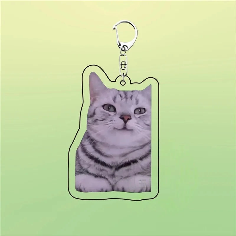 Meme Keychain Huh Cat Keychain Fanny Cat Keyring Talking Cats Confused Cat Pandant Cute Gift
