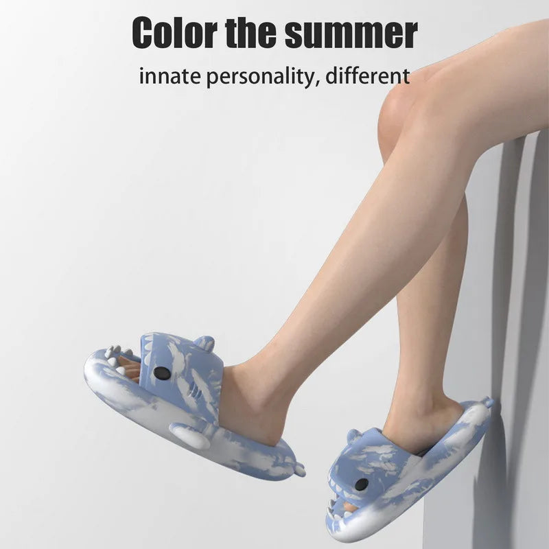Litfun Shark Slippers Fashion Beach Non-slip Sandal Platform Shark Slides Home Thick Soled Flip Flop