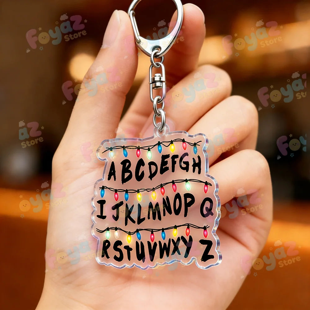 Classic Tv Show Keychain for Accessories Stuck in The Upside ABCD Scary Thing Keyring Jewelry Gaming Fans Gifts