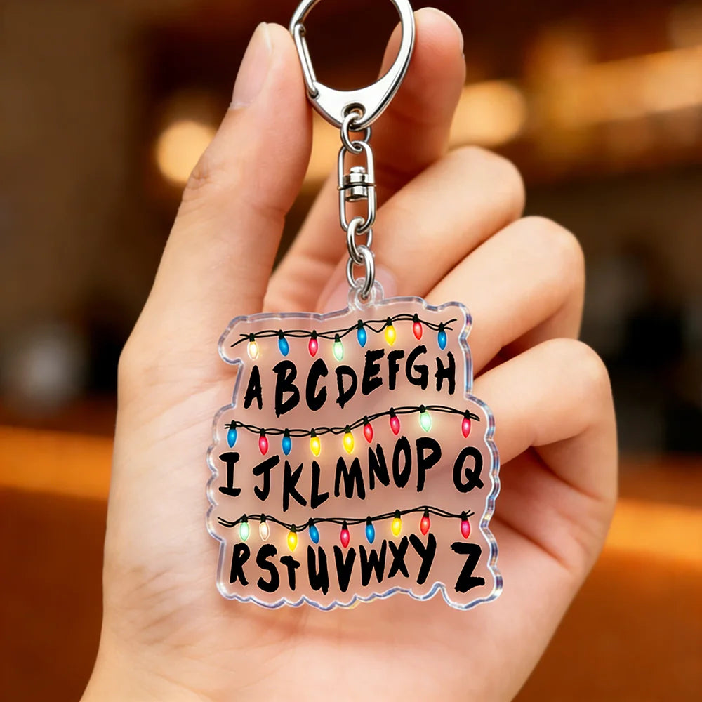 Classic Tv Show Keychain for Accessories Stuck in The Upside ABCD Scary Thing Keyring Jewelry Gaming Fans Gifts