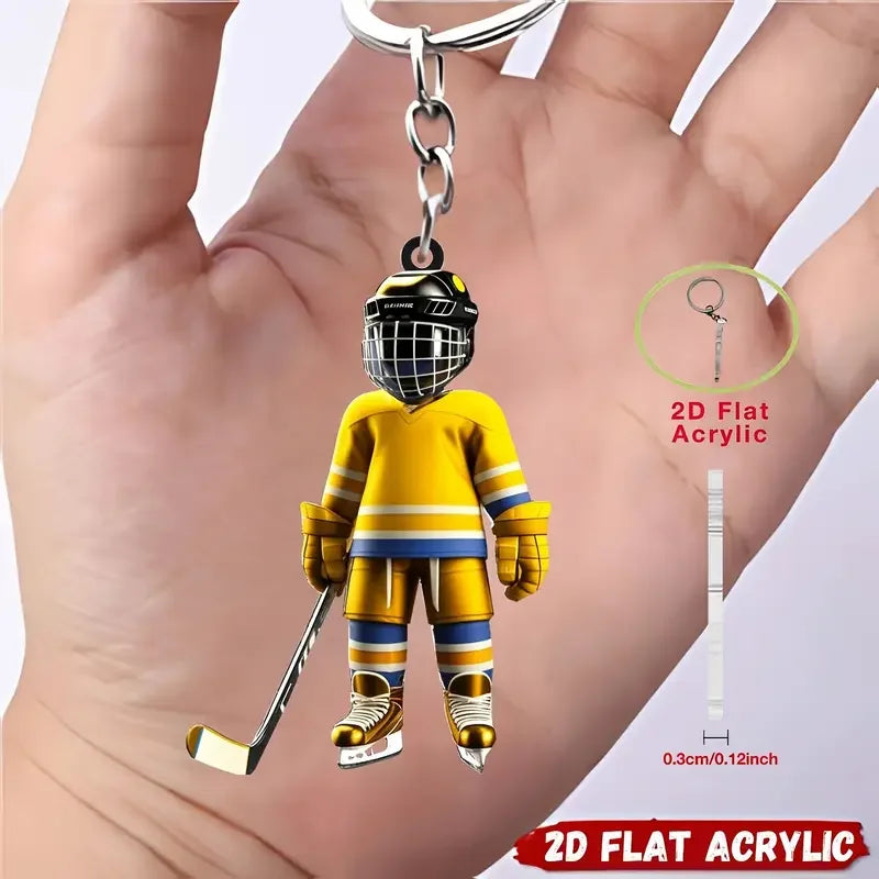 1/5 hockey player keychains - perfect for backpacks, car decorations - ideal gift for hockey enthusiasts and young people