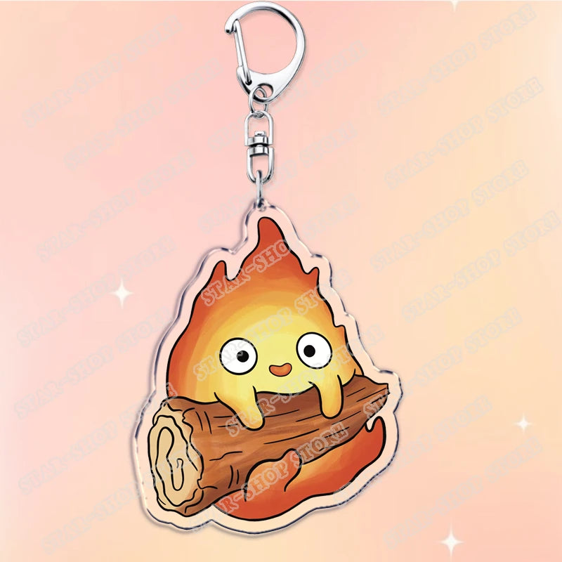 Classic Japanese Anime Keychain for Accessories Bag Aesthetic Kawaii Cat Fire Key Chain Ring Keyring Jewelry Fans Friends Gifts