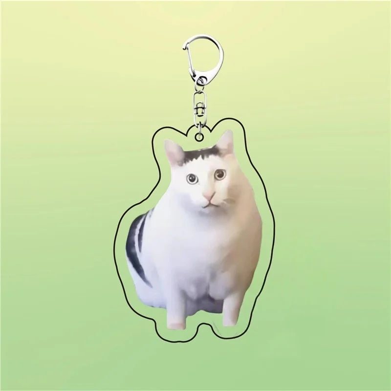 Meme Keychain Huh Cat Keychain Fanny Cat Keyring Talking Cats Confused Cat Pandant Cute Gift
