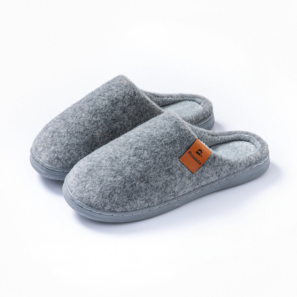 House Slippers Warm TPR Non Slip Felt Soft Memory Foam Cushion Indoor Shoes Winter Comfortable