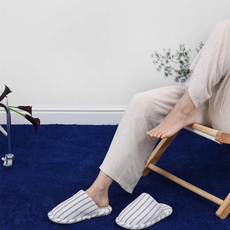 Pure Cotton Loop Home Anti Slip Simple Striped Slippers