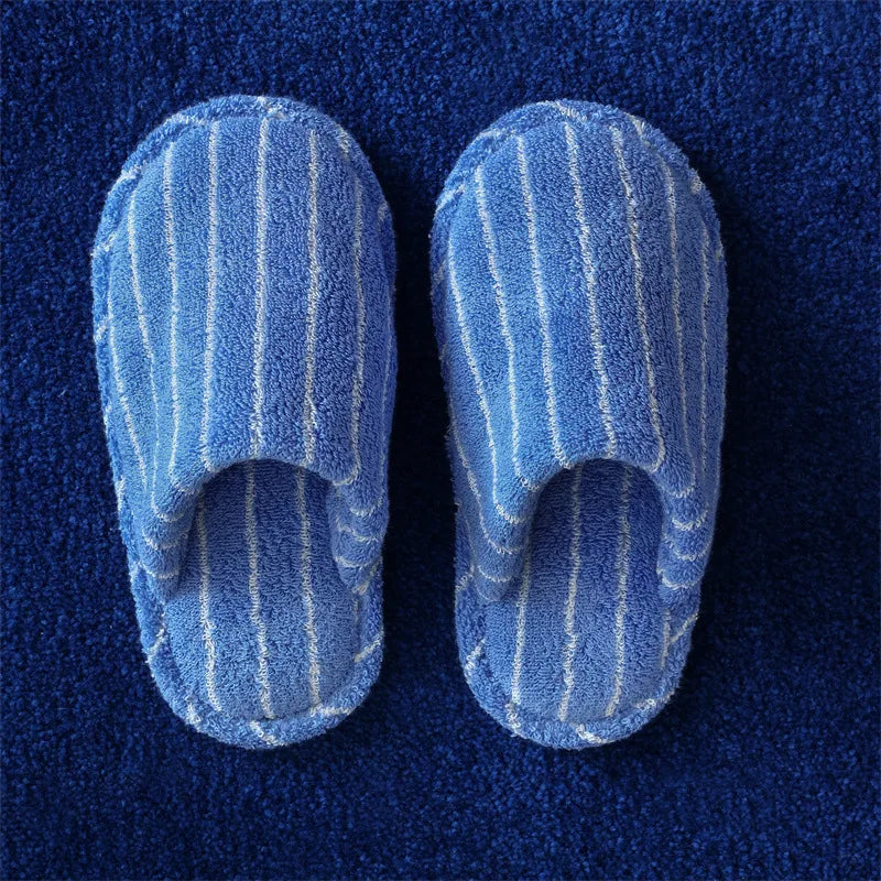 Pure Cotton Loop Home Anti Slip Simple Striped Slippers