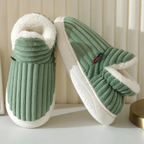 Comwarm Warm Fur House Slippers Winter New Ankles Cozy Plush Slippers Home Indoor Soft Thick Sole Cotton Shoe