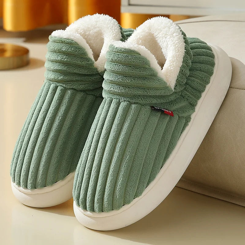 Comwarm Warm Fur House Slippers Winter New Ankles Cozy Plush Slippers Home Indoor Soft Thick Sole Cotton Shoe