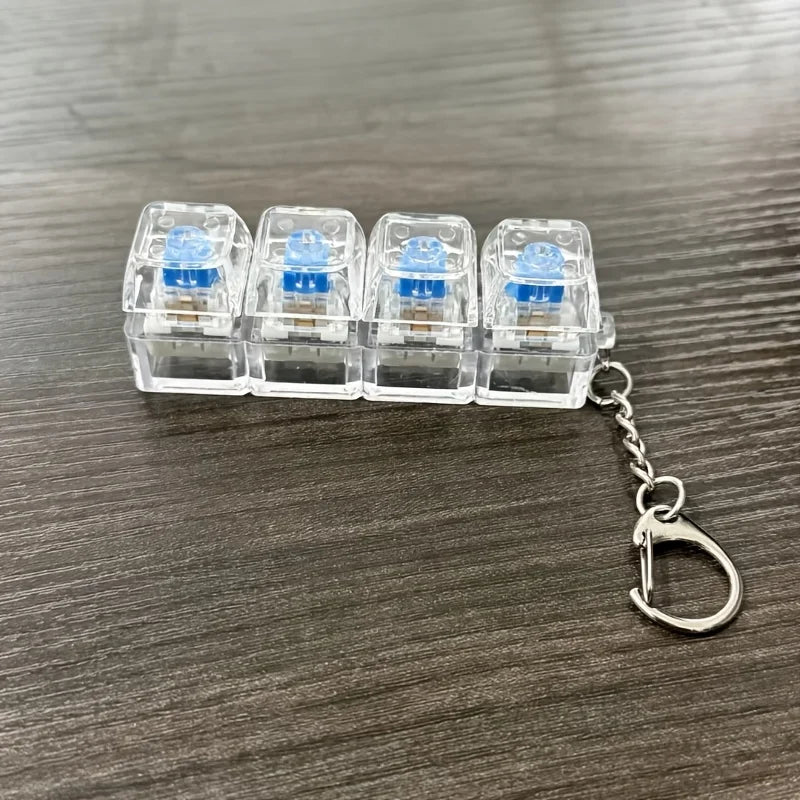 Four-Button Mechanical Keyboard Keychain  for Daily Carry Portable Fingertip Stress Relief Cute Key Chain