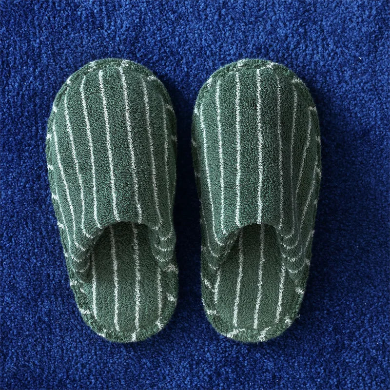 Pure Cotton Loop Home Anti Slip Simple Striped Slippers