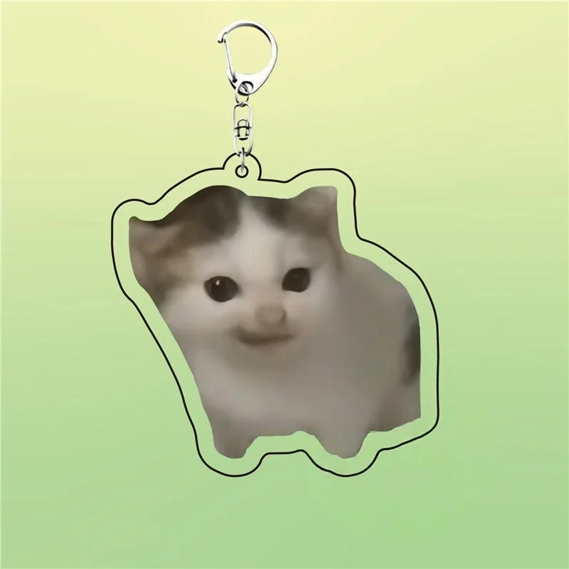 Meme Keychain Huh Cat Keychain Fanny Cat Keyring Talking Cats Confused Cat Pandant Cute Gift