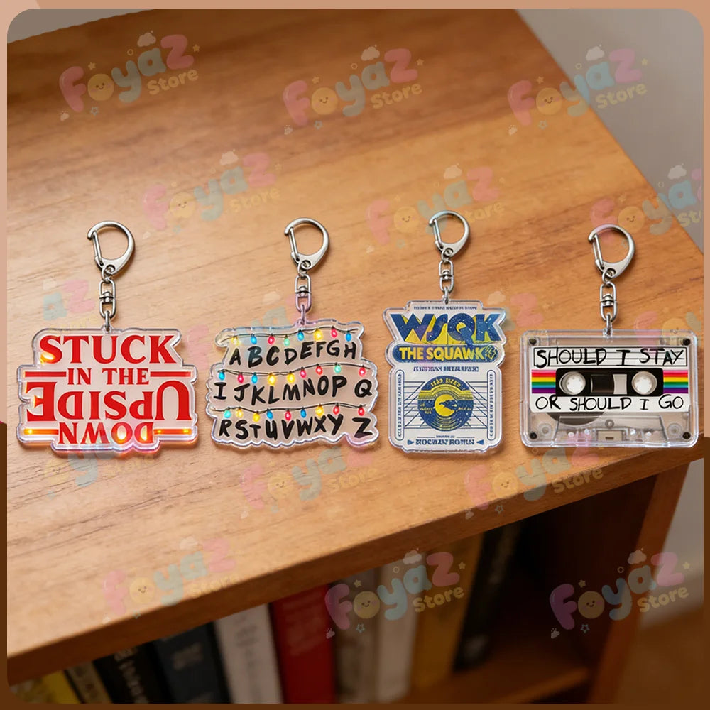 Classic Tv Show Keychain for Accessories Stuck in The Upside ABCD Scary Thing Keyring Jewelry Gaming Fans Gifts