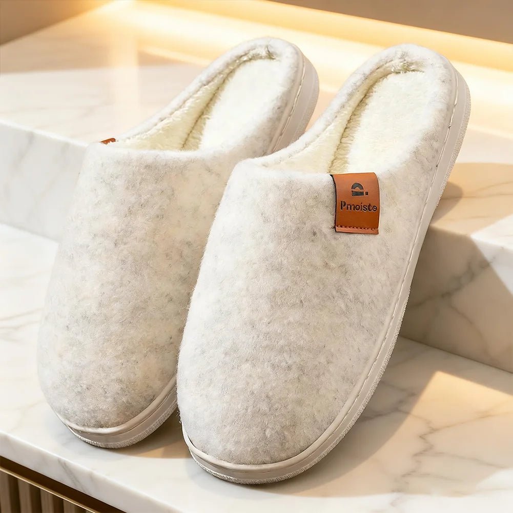House Slippers Warm TPR Non Slip Felt Soft Memory Foam Cushion Indoor Shoes Winter Comfortable