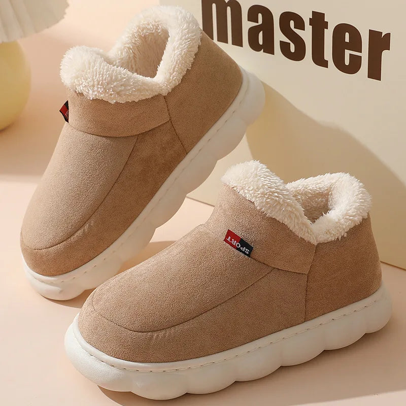 Comwarm Warm Fur House Slippers Winter New Ankles Cozy Plush Slippers Home Indoor Soft Thick Sole Cotton Shoe