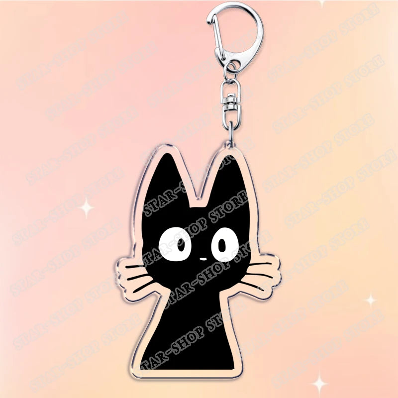 Classic Japanese Anime Keychain for Accessories Bag Aesthetic Kawaii Cat Fire Key Chain Ring Keyring Jewelry Fans Friends Gifts