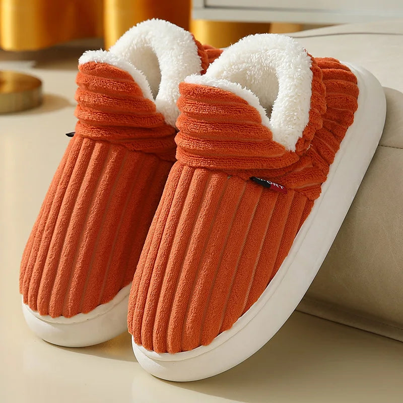 Comwarm Warm Fur House Slippers Winter New Ankles Cozy Plush Slippers Home Indoor Soft Thick Sole Cotton Shoe