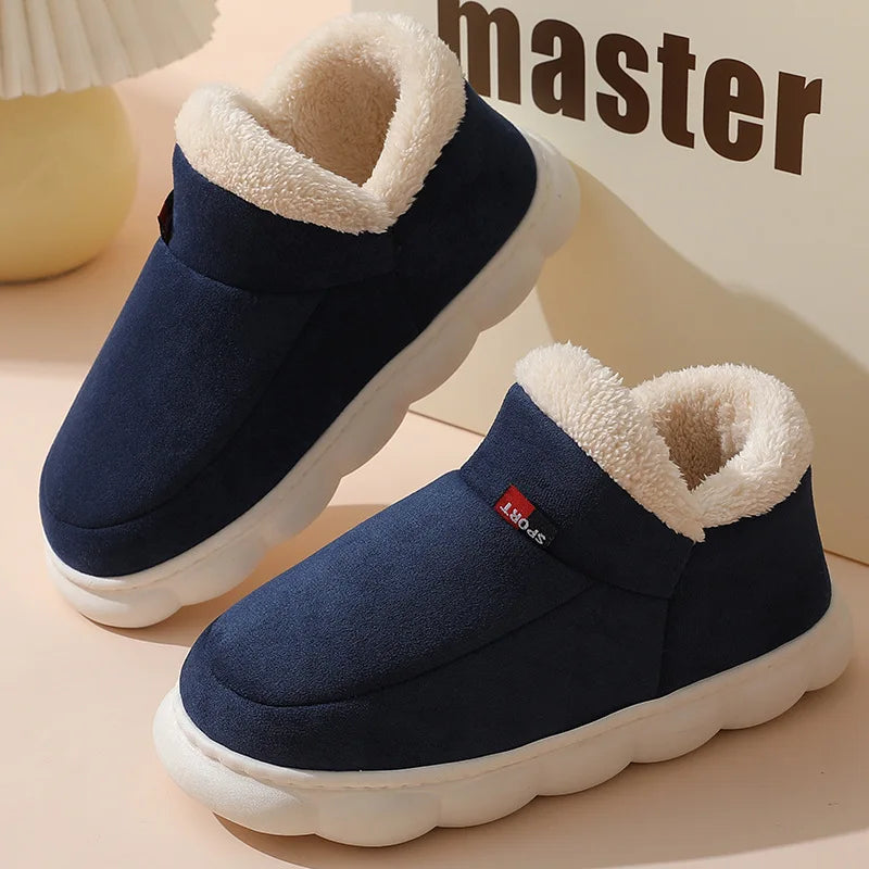 Comwarm Warm Fur House Slippers Winter New Ankles Cozy Plush Slippers Home Indoor Soft Thick Sole Cotton Shoe