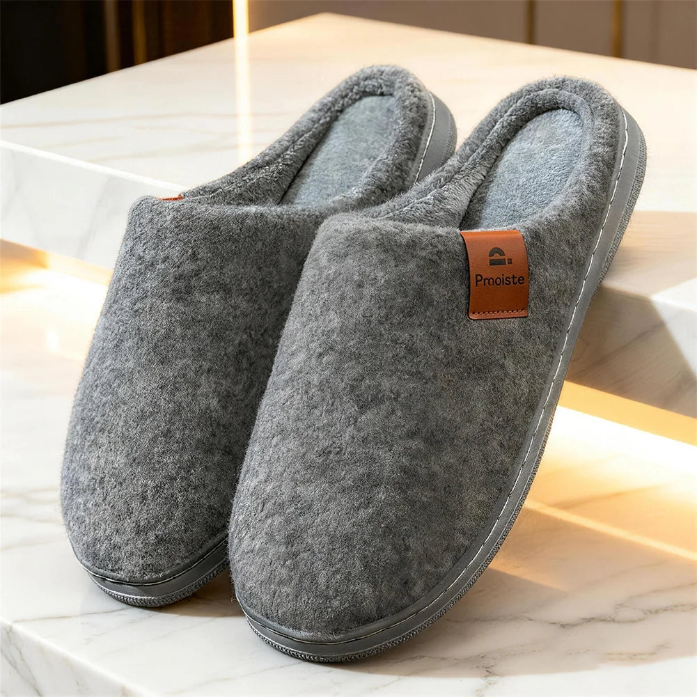 House Slippers Warm TPR Non Slip Felt Soft Memory Foam Cushion Indoor Shoes Winter Comfortable
