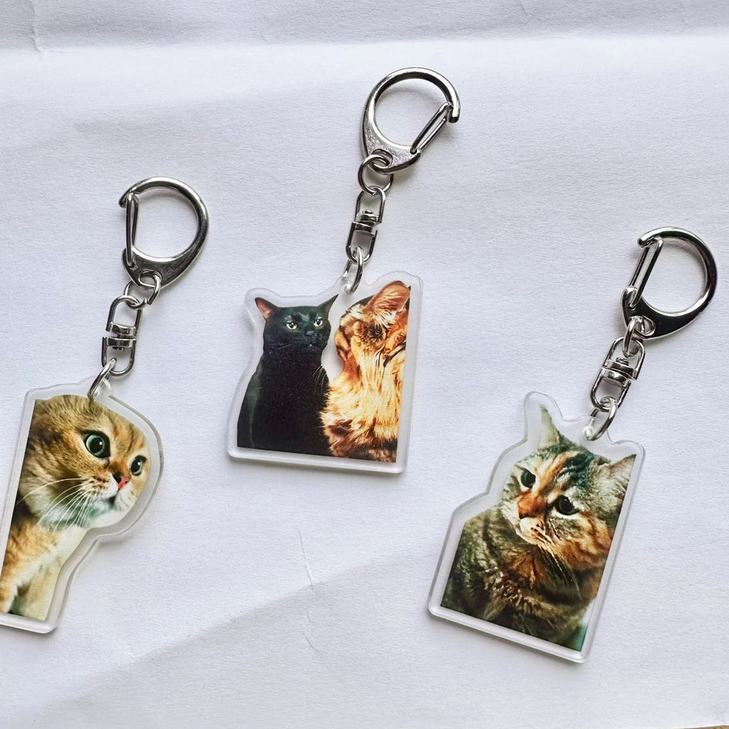 Meme Keychain Huh Cat Keychain Fanny Cat Keyring Talking Cats Confused Cat Pandant Cute Gift